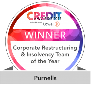 Purnells win at the Credit Awards 2018